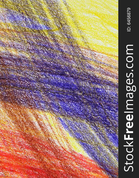 Abstract multi-coloured crayon drawing background.
