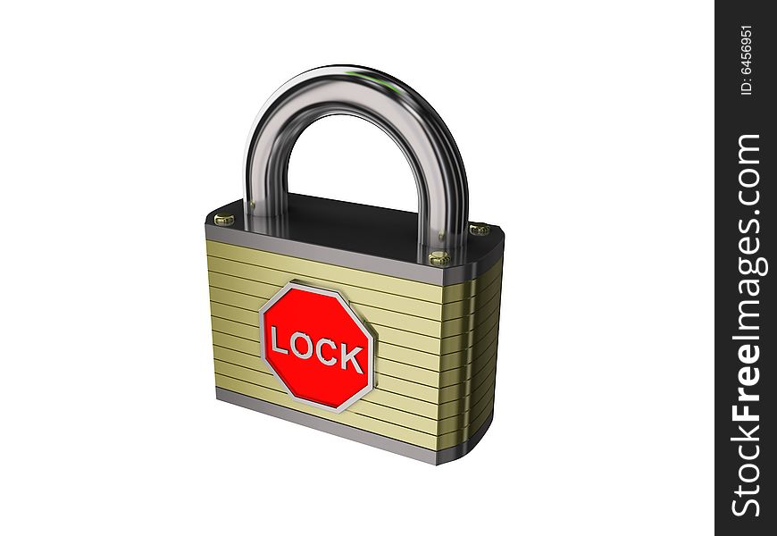 Concept stop lock isolated over white. XL size