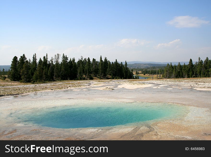 Blue hot pool in Yellowstone National Park. Blue hot pool in Yellowstone National Park