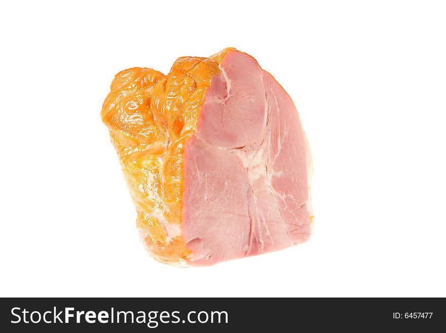 Piece Of Ham On The White Background