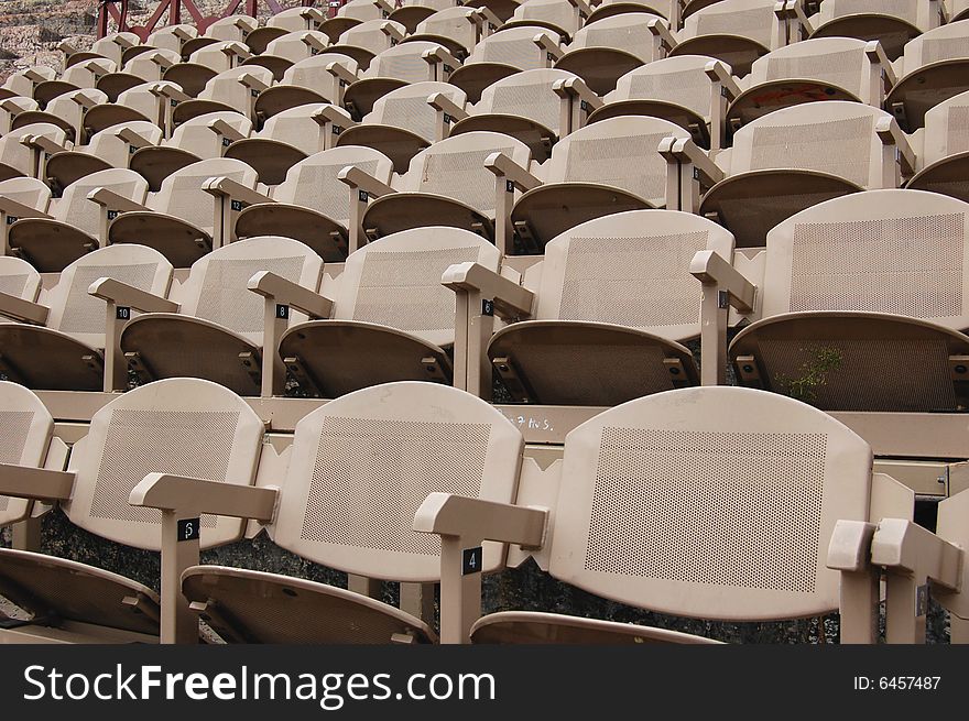 Numbered seats in the open air theater in Verona (Italy).