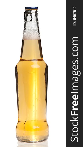 Beer bottle with a cap on top, isolated. Beer bottle with a cap on top, isolated
