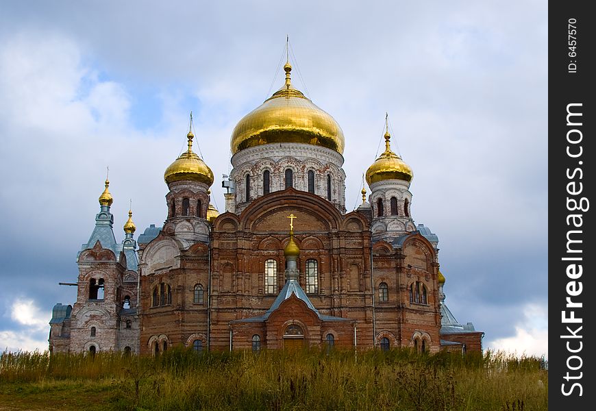 Orthodox temple with gold domes