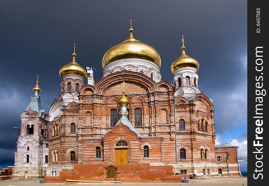 Orthodox temple with gold domes