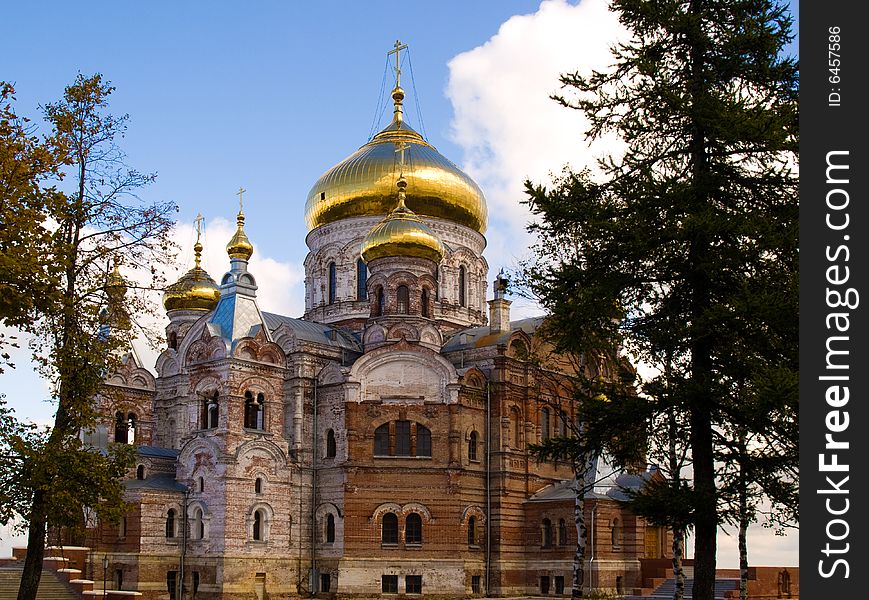 Orthodox temple with gold domes