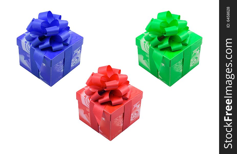 A group of three presents with ribbons