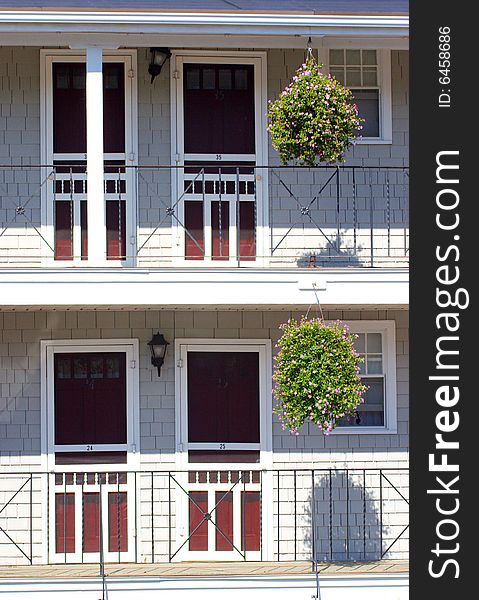 Exterior view of a vacation house by the ocean in New England. Exterior view of a vacation house by the ocean in New England.