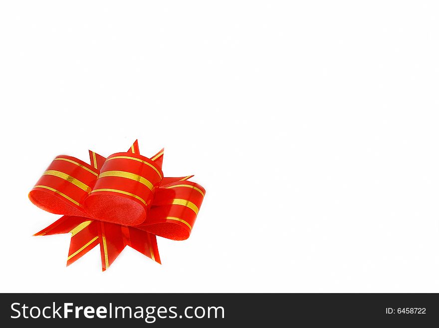 Red ribbon over white background