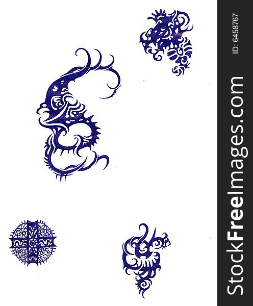 The sketch of a tattoo or simply interesting and unusual pattern. The sketch of a tattoo or simply interesting and unusual pattern