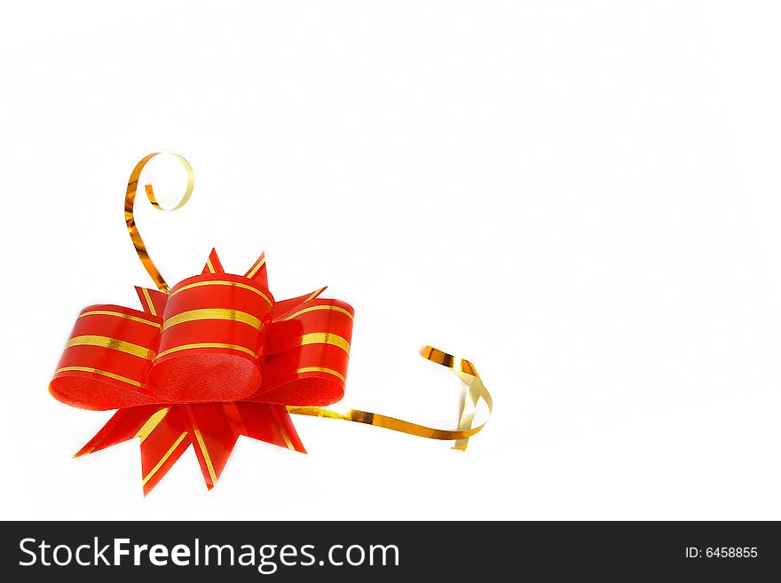 Red ribbon over white background