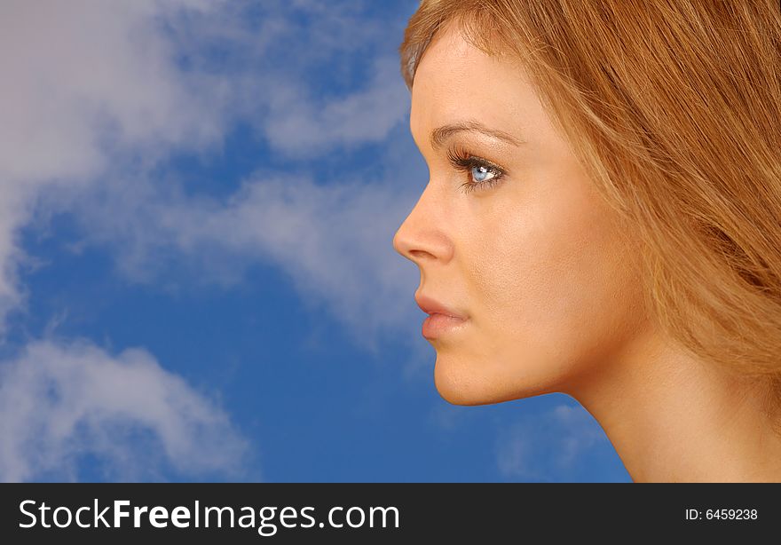 Beautiful image of a Woman with Blue Sky. Beautiful image of a Woman with Blue Sky