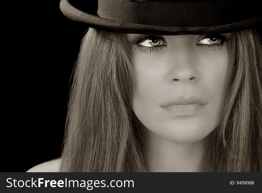 Beautiful Image of a Woman in Bowler hat. Beautiful Image of a Woman in Bowler hat