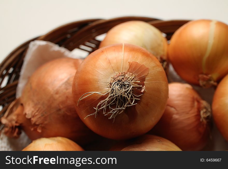 Little dried onions in a basket. Little dried onions in a basket