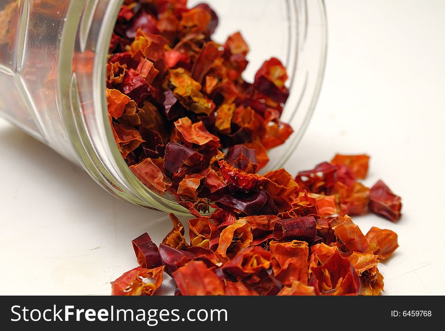 Chopped little dried Chili Peppers. Chopped little dried Chili Peppers