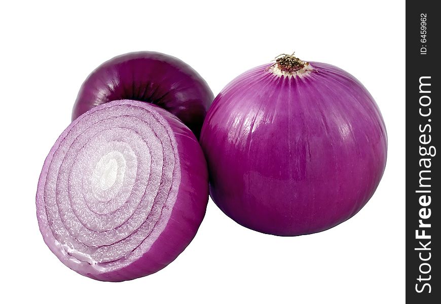 Violet cluster of onion on a white background (isolated). Violet cluster of onion on a white background (isolated).