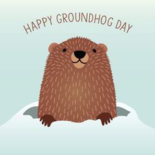 Happy Groundhog Day Design With Cute Groundhog Royalty Free Stock Photos