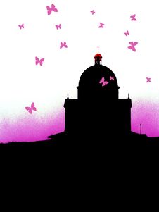 Butterflies Surrounding An Old Church Stock Images Butterflies Surrounding An Old Church Stock Images
