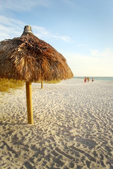 Palm Umbrella On The Beach Stock Photos Palm Umbrella On The Beach Stock Photos
