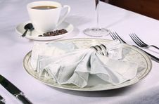 Elegant Place Setting With Piping Coffee Stock Photo Elegant Place Setting With Piping Coffee Stock Photo