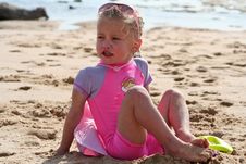 Little Girl On The Beach Stock Photos