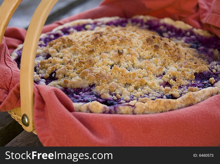 Homemade Blueberry Pie in basket
