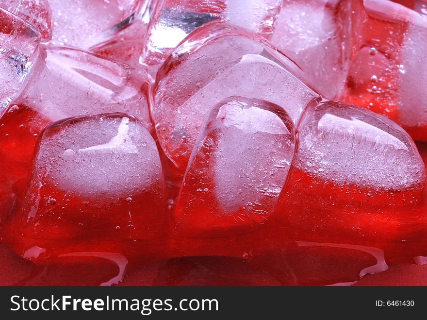 Ice cubes in red background. Ice cubes in red background