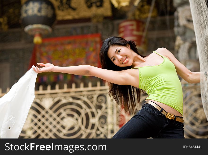 Happy asian young woman at the heritage site. Happy asian young woman at the heritage site