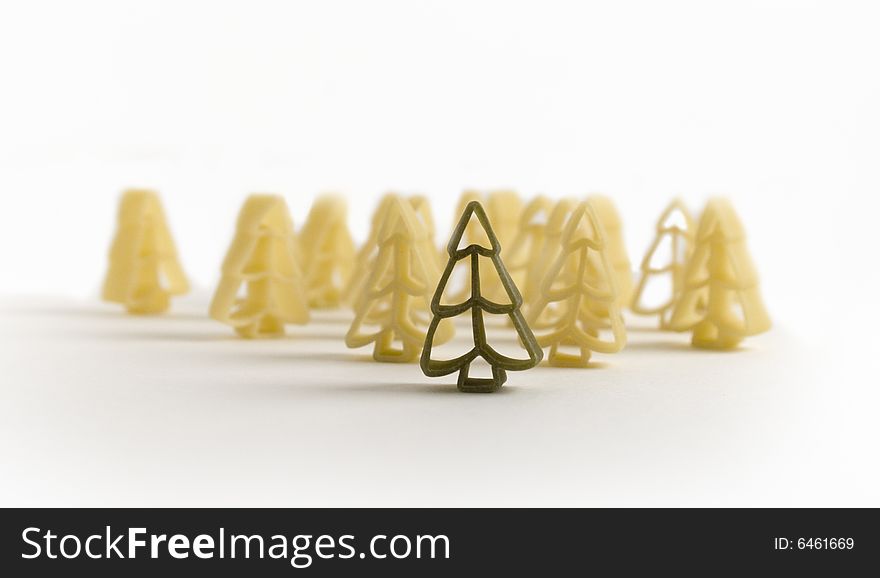 A small bundle of trees made of pasta. A small bundle of trees made of pasta