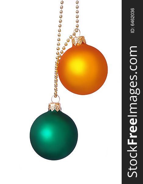 Christmas card. Spheres and garland on a white background. Christmas card. Spheres and garland on a white background