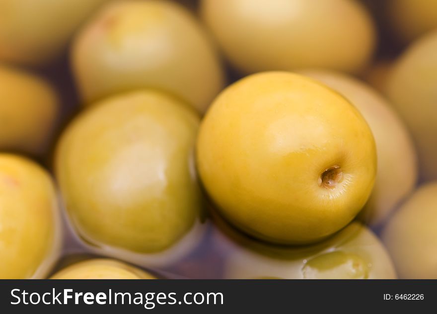 Green olives in the oil