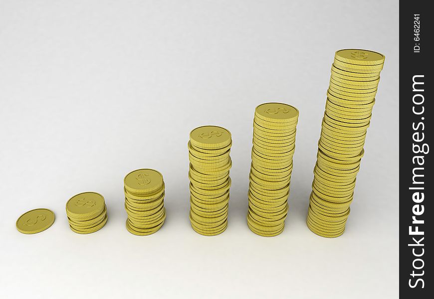 Dollar coins on gray background. Dollar coins on gray background