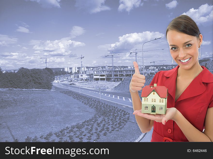 Business woman advertises real estate