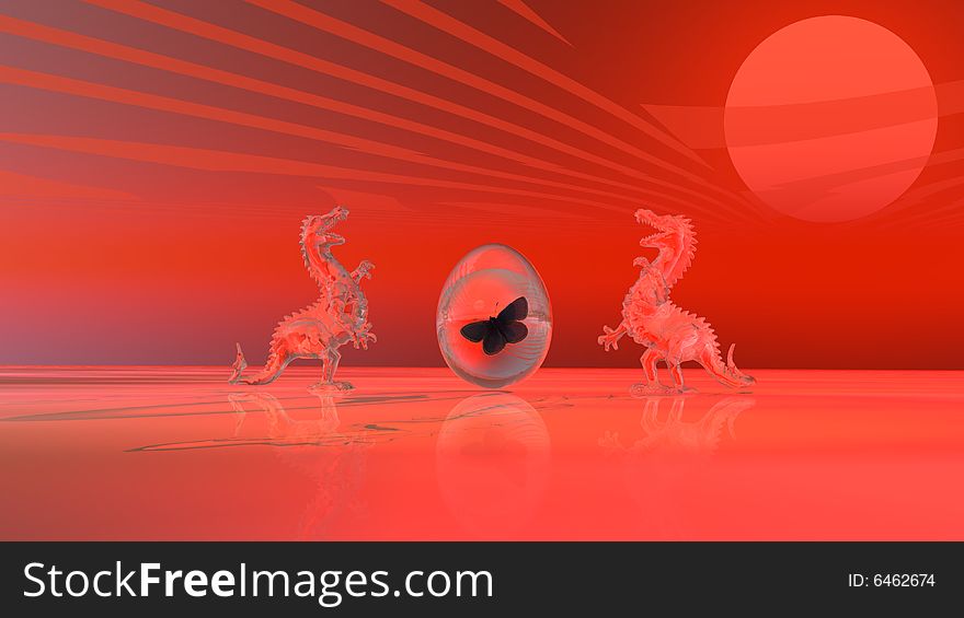 3d image with abstract background and objects. 3d image with abstract background and objects