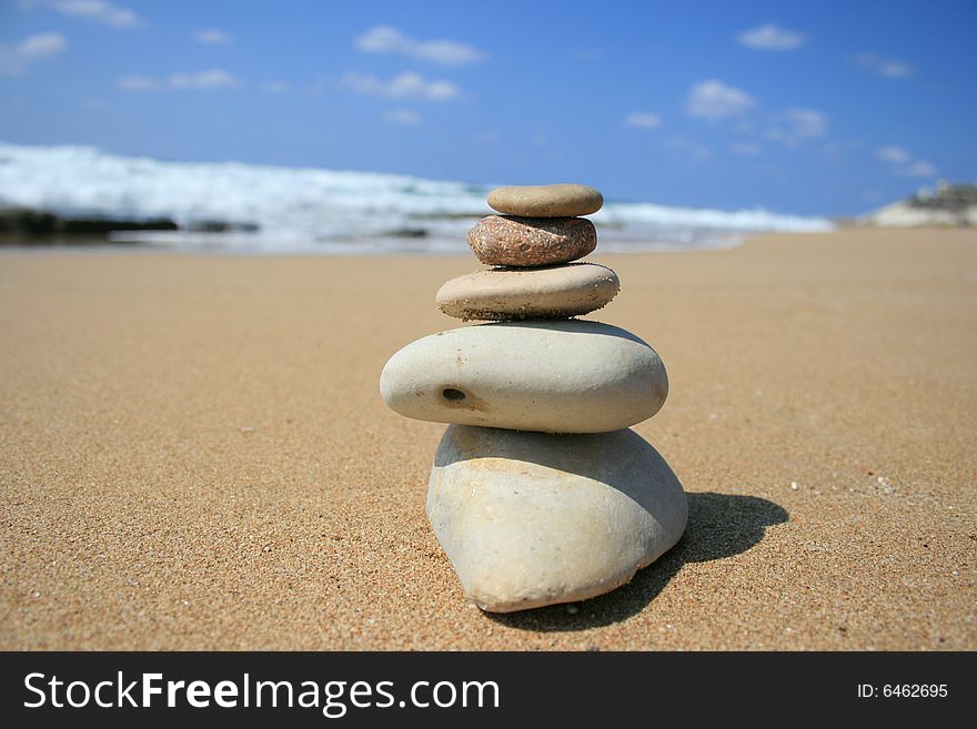 Stones balancing on the beach. Stones balancing on the beach