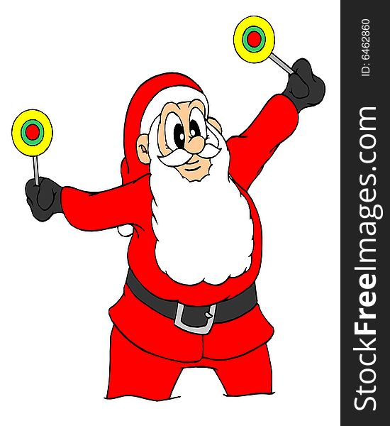 Cartoon graphic depicting Santa and lolypop