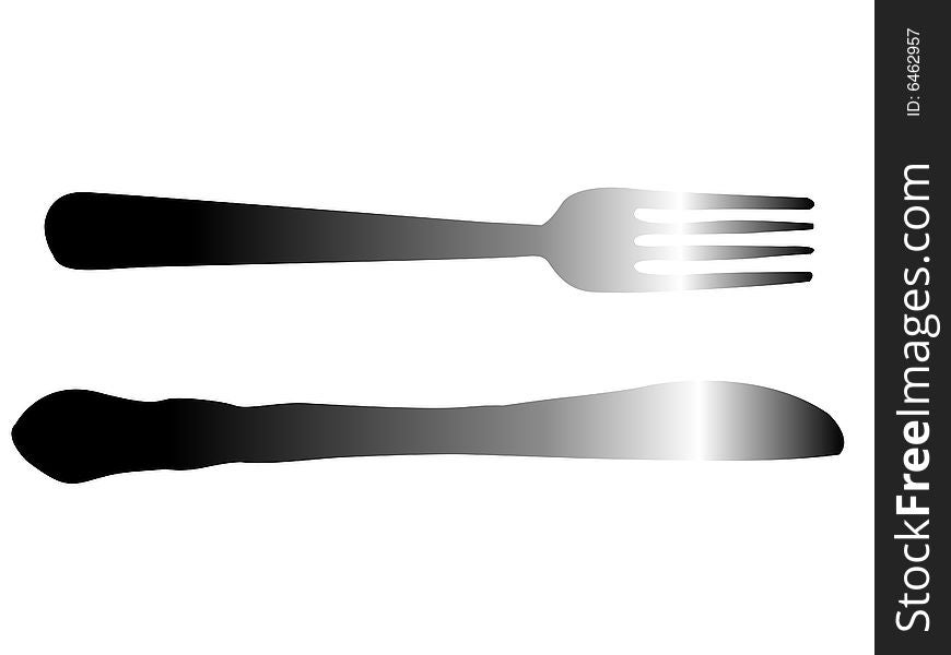 Cutlery set on isolated background