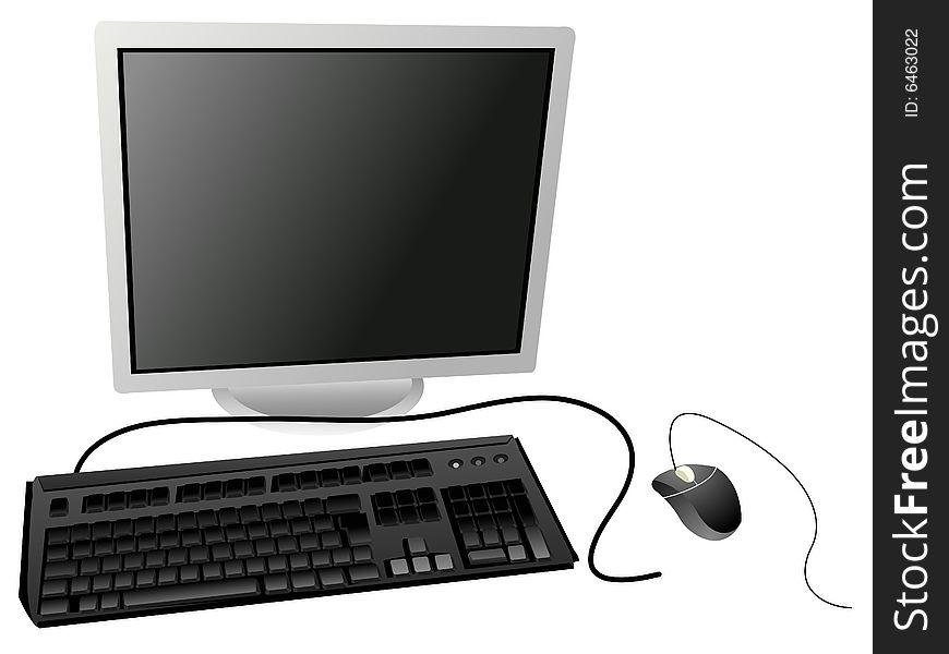 Computer system on white background