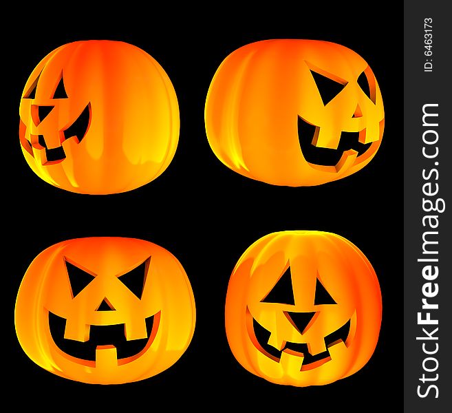 Jack-o -lanterns 3d isolated