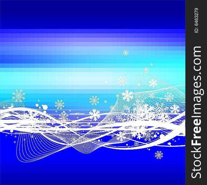 Blue pixelated vector background with snowstorm