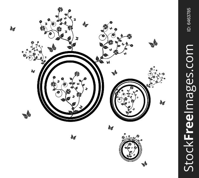 Vector Illustration, Flower, Butterfly, Rings. Vector Illustration, Flower, Butterfly, Rings