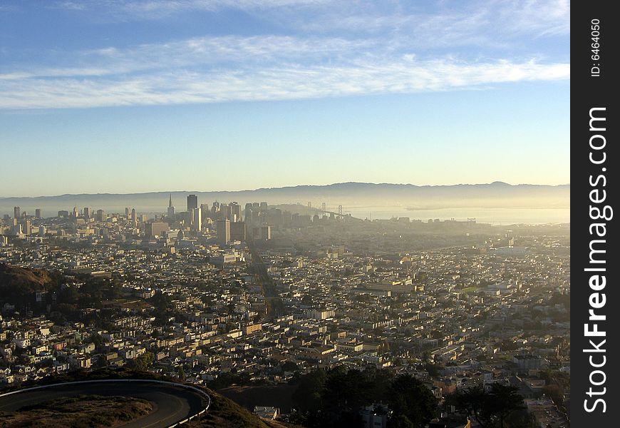 Sunny day view from Twin Peaks point of San Francisco. Sunny day view from Twin Peaks point of San Francisco