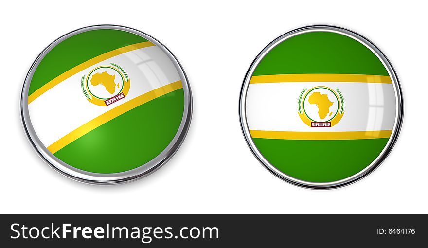 Button style banner in 3D of African Union. Button style banner in 3D of African Union