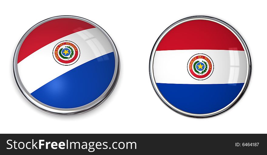 Button style banner in 3D of Paraguay. Button style banner in 3D of Paraguay