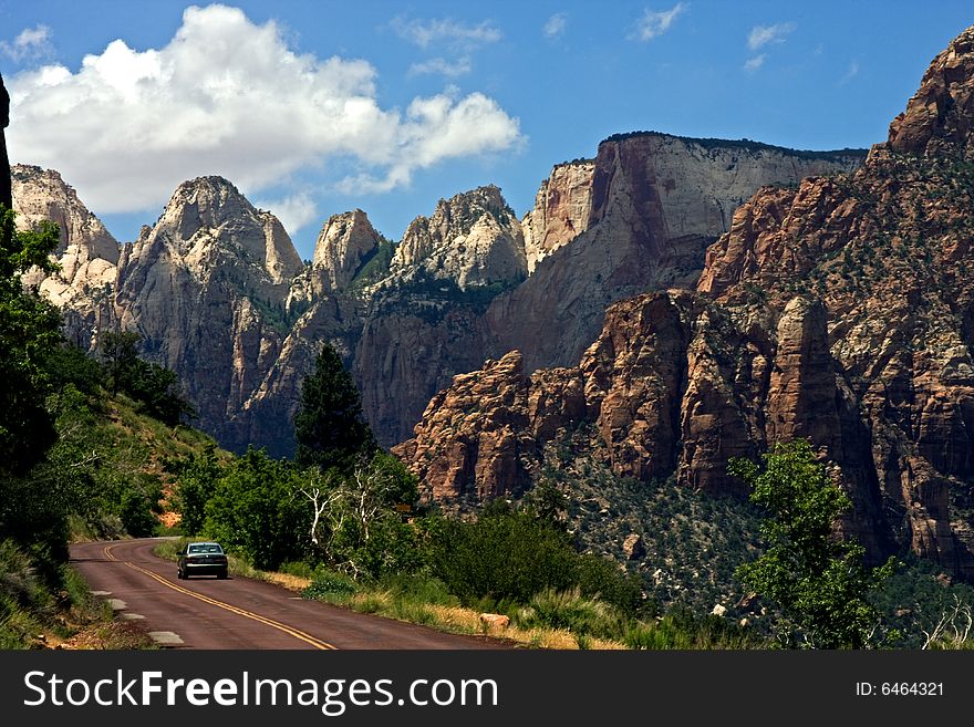 Magnificent view of Zion Canyon National Park, near Springdale, Utah