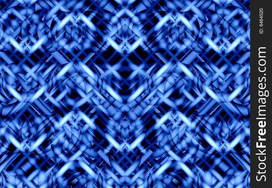 Blue symmetric abstract background with diagonal tilings