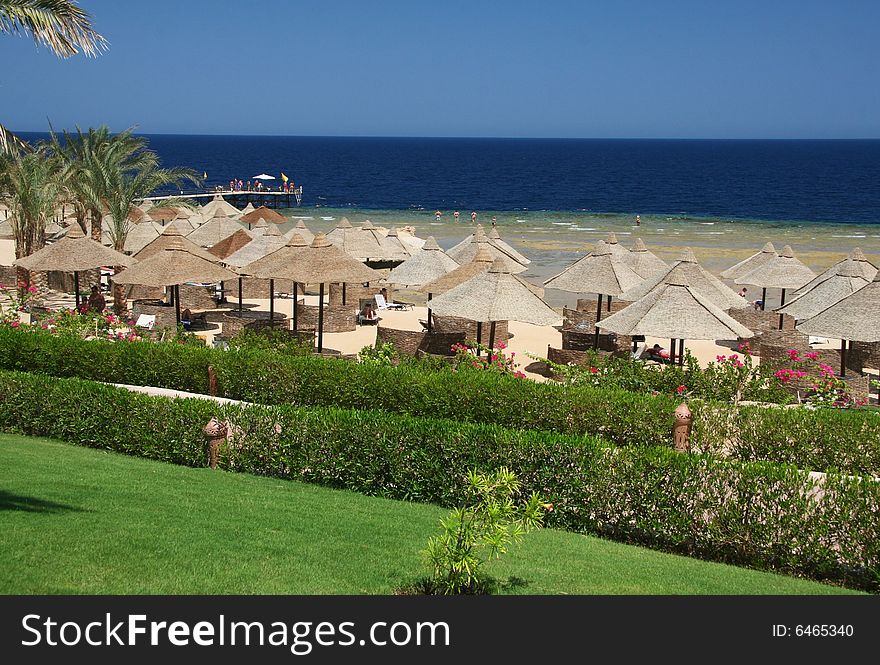 Beach area of summer holiday resort close Red Sea. Beach area of summer holiday resort close Red Sea