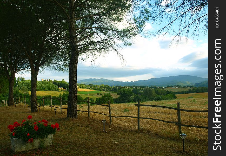 A landscape of Tuscany countryside. A landscape of Tuscany countryside