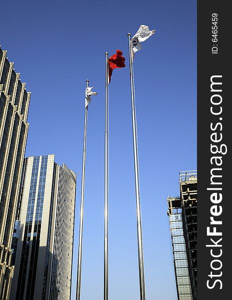 Flags in front of the Office building