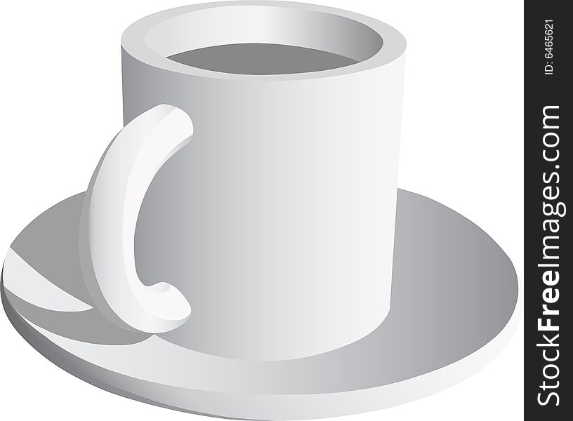 White cup with saucer isolated and with additional vector format. White cup with saucer isolated and with additional vector format