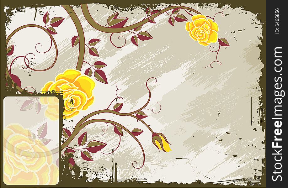 Background with grunge design elements such as rose for your text. Background with grunge design elements such as rose for your text.
